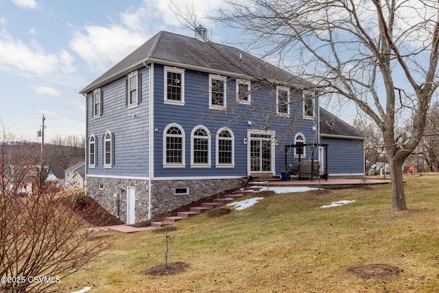 colonial house with a front lawn