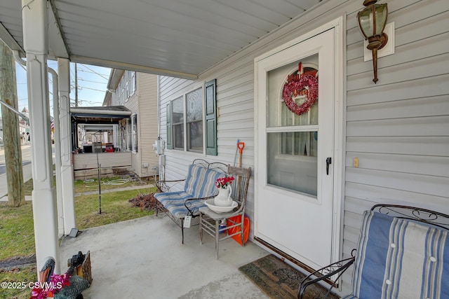 view of patio featuring a porch