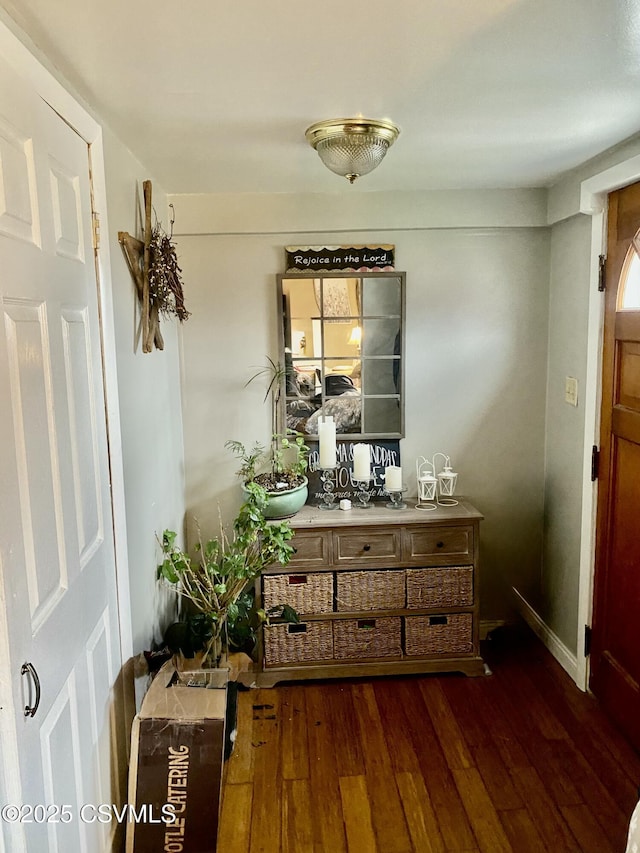 interior space featuring dark wood-type flooring