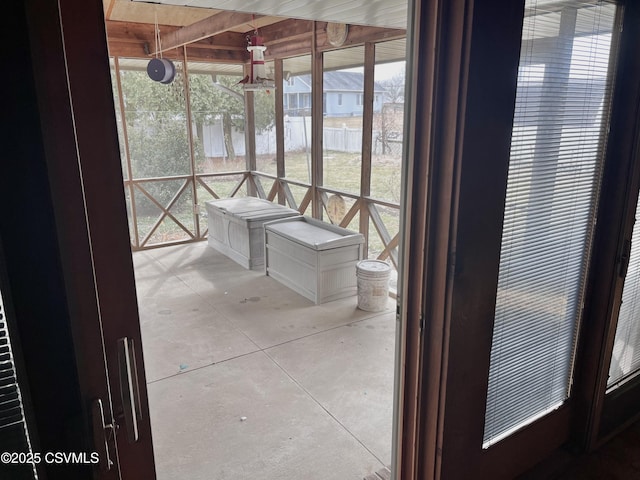 view of unfurnished sunroom