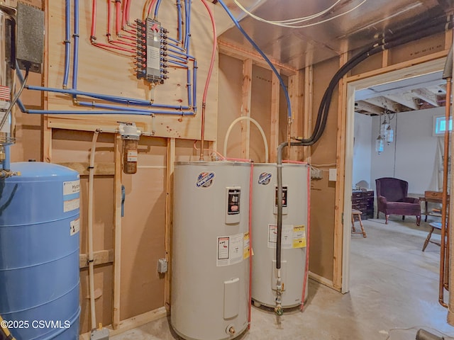 utility room featuring electric water heater