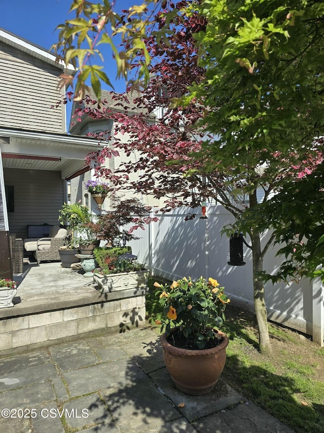 view of patio featuring an outdoor living space