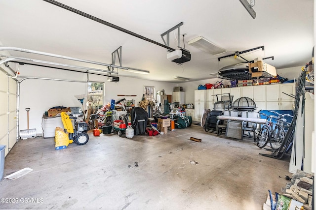 garage with a garage door opener