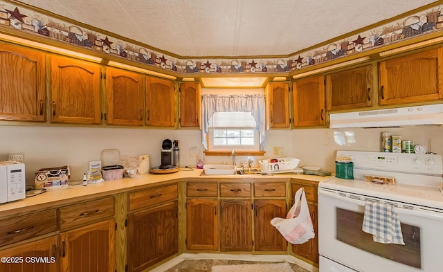 kitchen featuring sink and white appliances