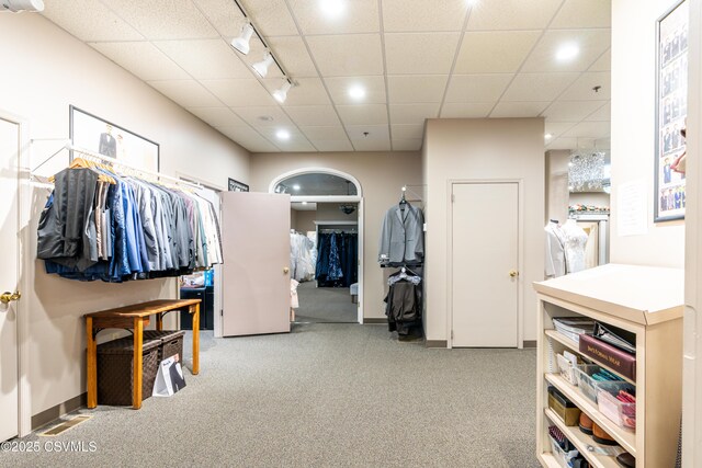 53 W Main St, Bloomsburg, PA 17815 - walk in closet with light colored carpet and a drop ceiling
