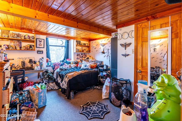 53 W Main St, Bloomsburg, PA 17815 - carpeted bedroom featuring wood ceiling and beam ceiling