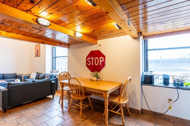 53 W Main St, Bloomsburg, PA 17815 - dining area featuring wood ceiling and beam ceiling