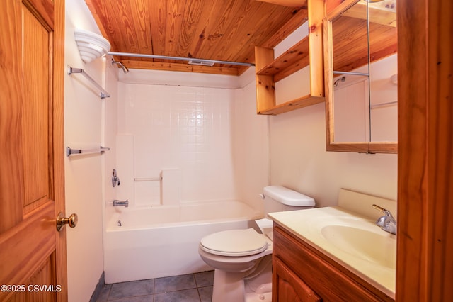53 W Main St, Bloomsburg, PA 17815 - full bathroom with tile patterned floors, toilet, wood ceiling,  shower combination, and vanity