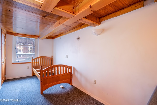 53 W Main St, Bloomsburg, PA 17815 - bedroom with wood ceiling, carpet, and beamed ceiling