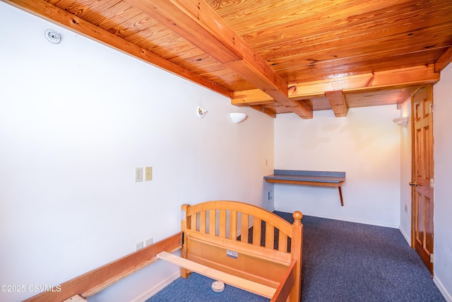 53 W Main St, Bloomsburg, PA 17815 - carpeted bedroom with wooden ceiling and beamed ceiling