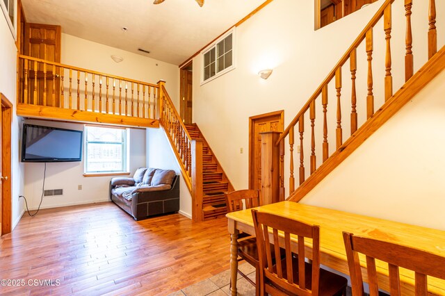 53 W Main St, Bloomsburg, PA 17815 - interior space featuring hardwood / wood-style flooring and a towering ceiling