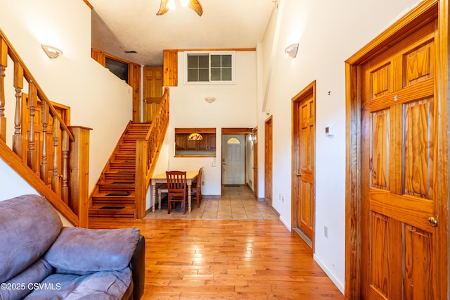 53 W Main St, Bloomsburg, PA 17815 - foyer entrance featuring a towering ceiling and light wood-type flooring