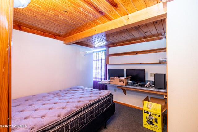 53 W Main St, Bloomsburg, PA 17815 - bedroom with wood ceiling, carpet flooring, and beam ceiling
