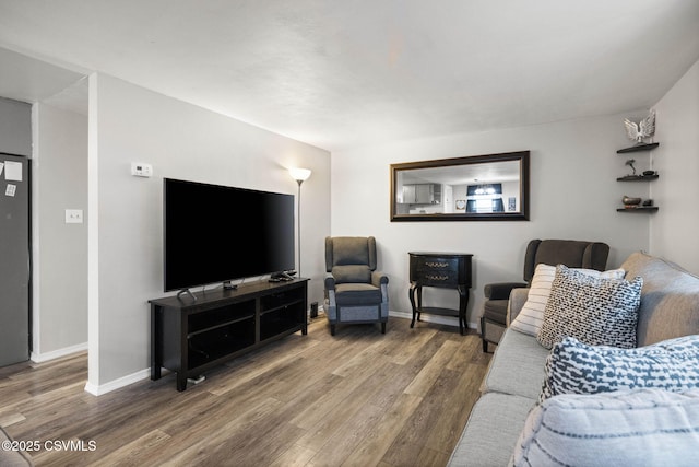 living room with hardwood / wood-style flooring