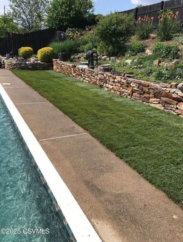 view of yard with a pool