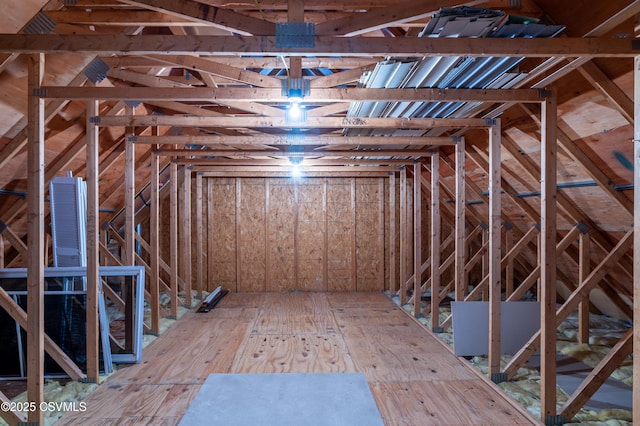 view of unfinished attic