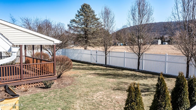 view of yard featuring a fenced backyard