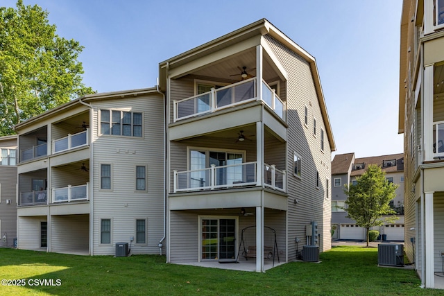 118 Jacobs Landing Way, Danville, PA 17821 - rear view of property with a balcony, ceiling fan, a yard, and a patio area