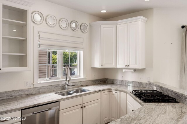 118 Jacobs Landing Way, Danville, PA 17821 - kitchen featuring dishwasher, black cooktop, white cabinets, light stone countertops, and recessed lighting
