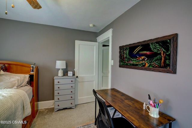 bedroom featuring light colored carpet