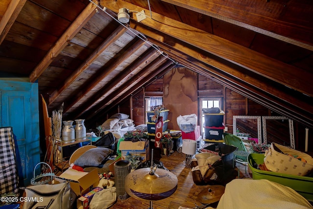 view of unfinished attic