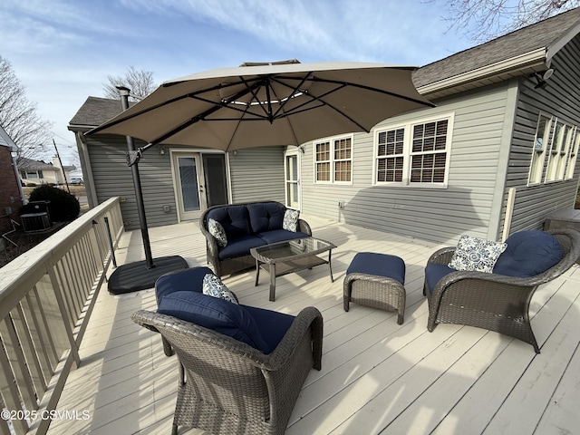 deck with an outdoor living space