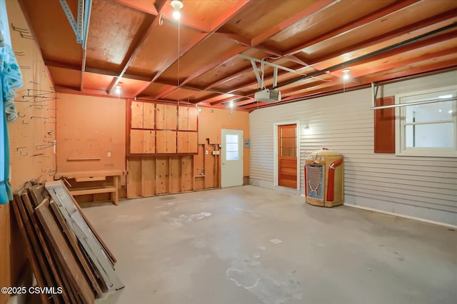 garage with a garage door opener