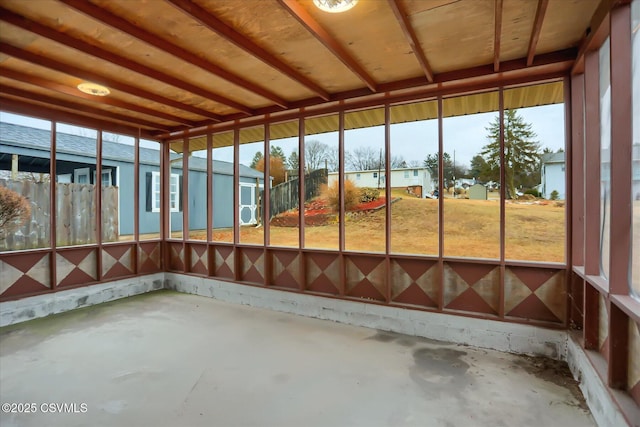 view of unfurnished sunroom