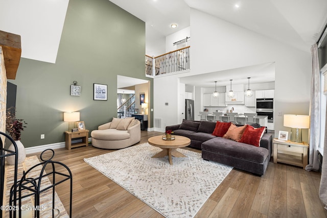 living room featuring light wood-type flooring