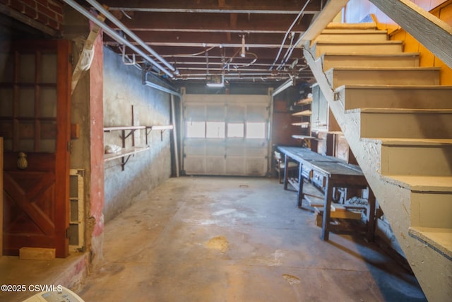 view of unfinished basement