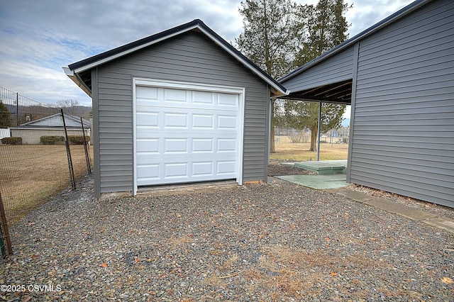 view of detached garage