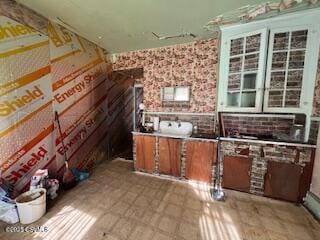 kitchen with brown cabinets