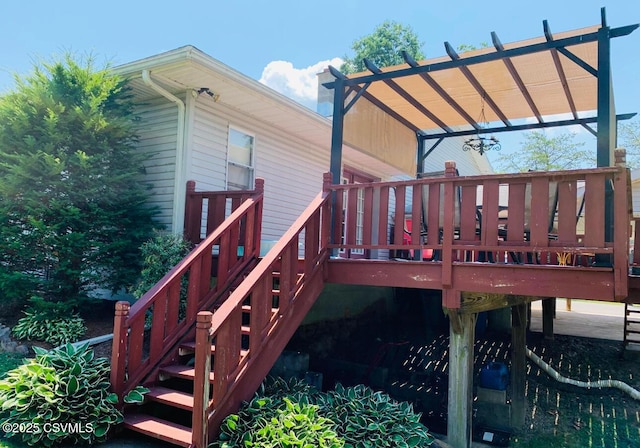 deck featuring stairs