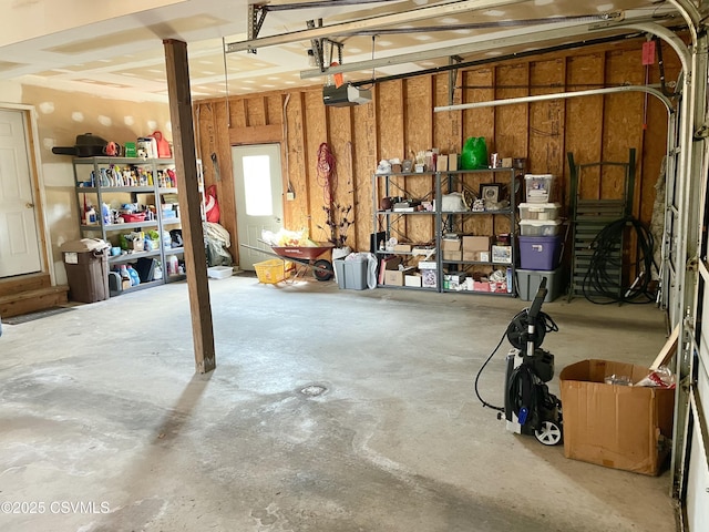 garage with a garage door opener