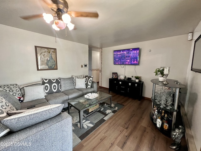 living room with wood finished floors