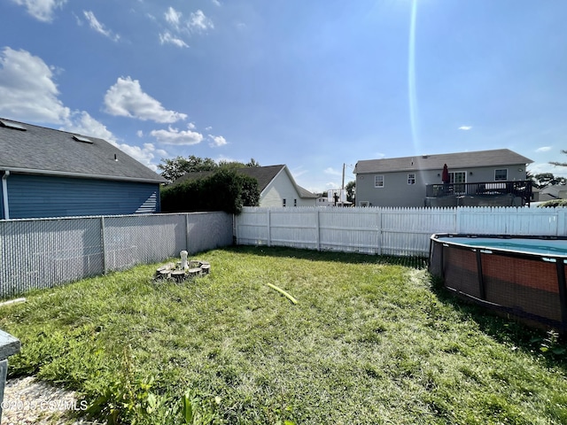 view of yard with a fenced backyard and a fenced in pool