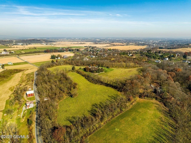 drone / aerial view with a rural view