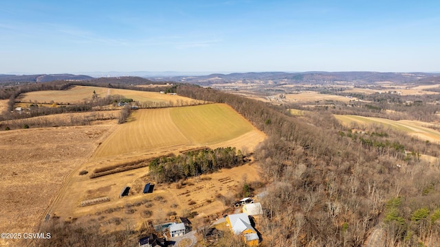 aerial view featuring a rural view