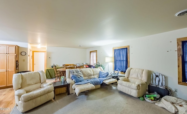 living area featuring visible vents