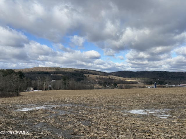 view of mountain feature with a rural view