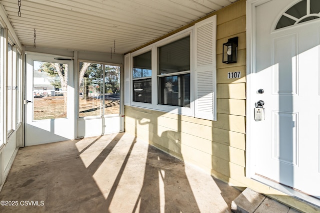 view of unfurnished sunroom