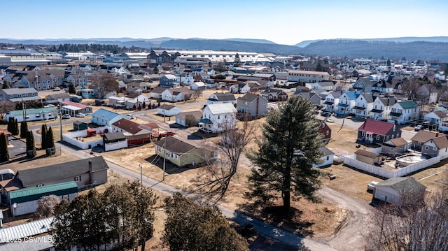 birds eye view of property featuring a residential view and a mountain view