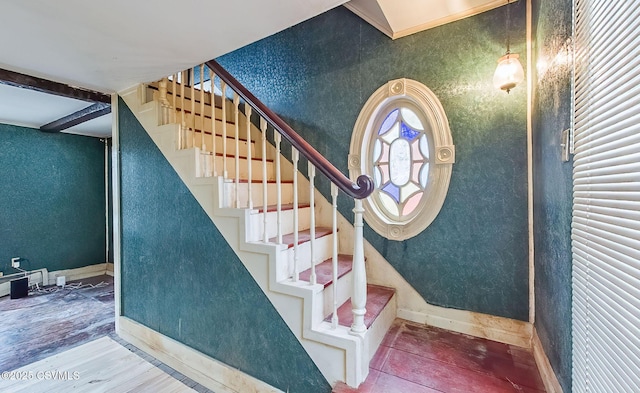 575 Crestwood Dr, Bloomsburg, PA 17815 - staircase featuring baseboards