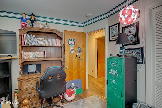 office area featuring wood finished floors