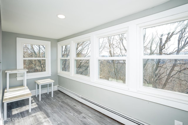 sunroom / solarium featuring a wealth of natural light and a baseboard radiator