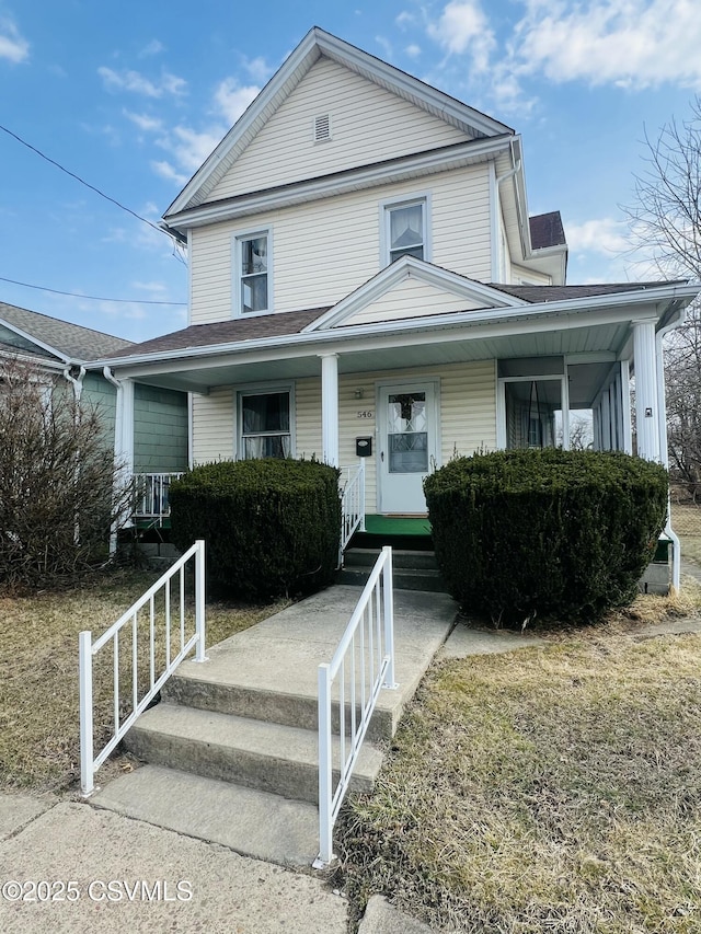 view of front of home featuring covered porch