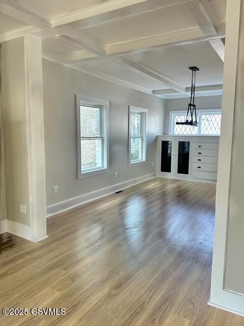 unfurnished living room featuring light wood-style floors and a wealth of natural light