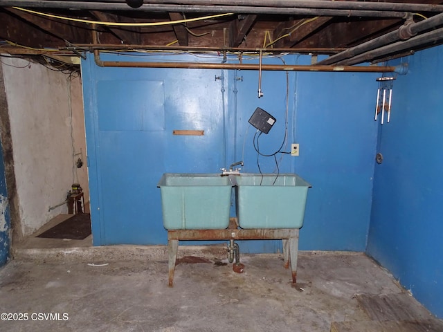 unfinished basement with a sink