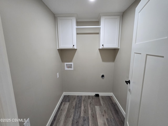 36 Starner Rd, Danville, PA 17821 - clothes washing area with washer hookup, dark wood finished floors, baseboards, and hookup for an electric dryer