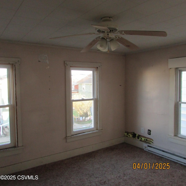 1017 Edison Ave, Sunbury, PA 17801 - empty room with a baseboard heating unit and a ceiling fan